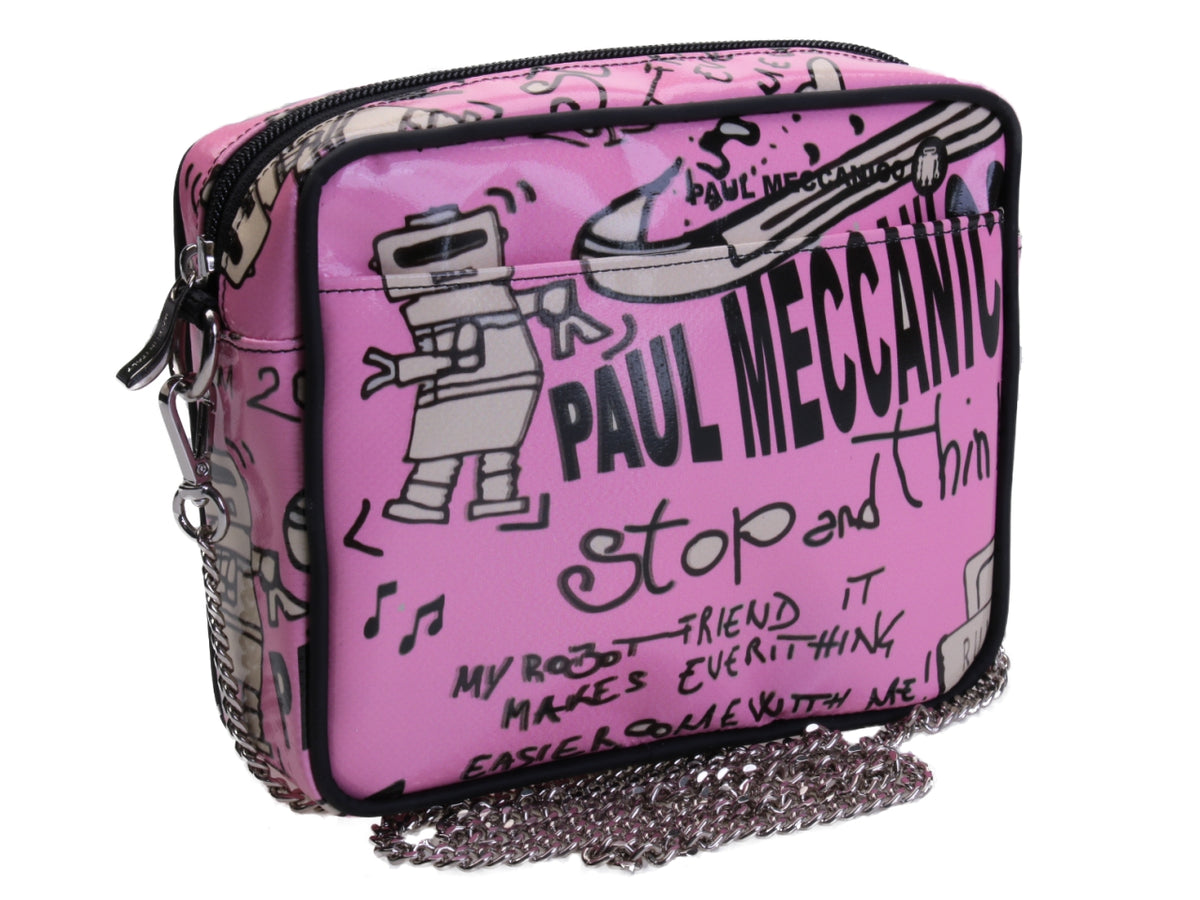 PINK CLUTCH &quot;PAUL MECCANICO&quot;. MODEL PARK MADE OF LORRY TARPAULIN.