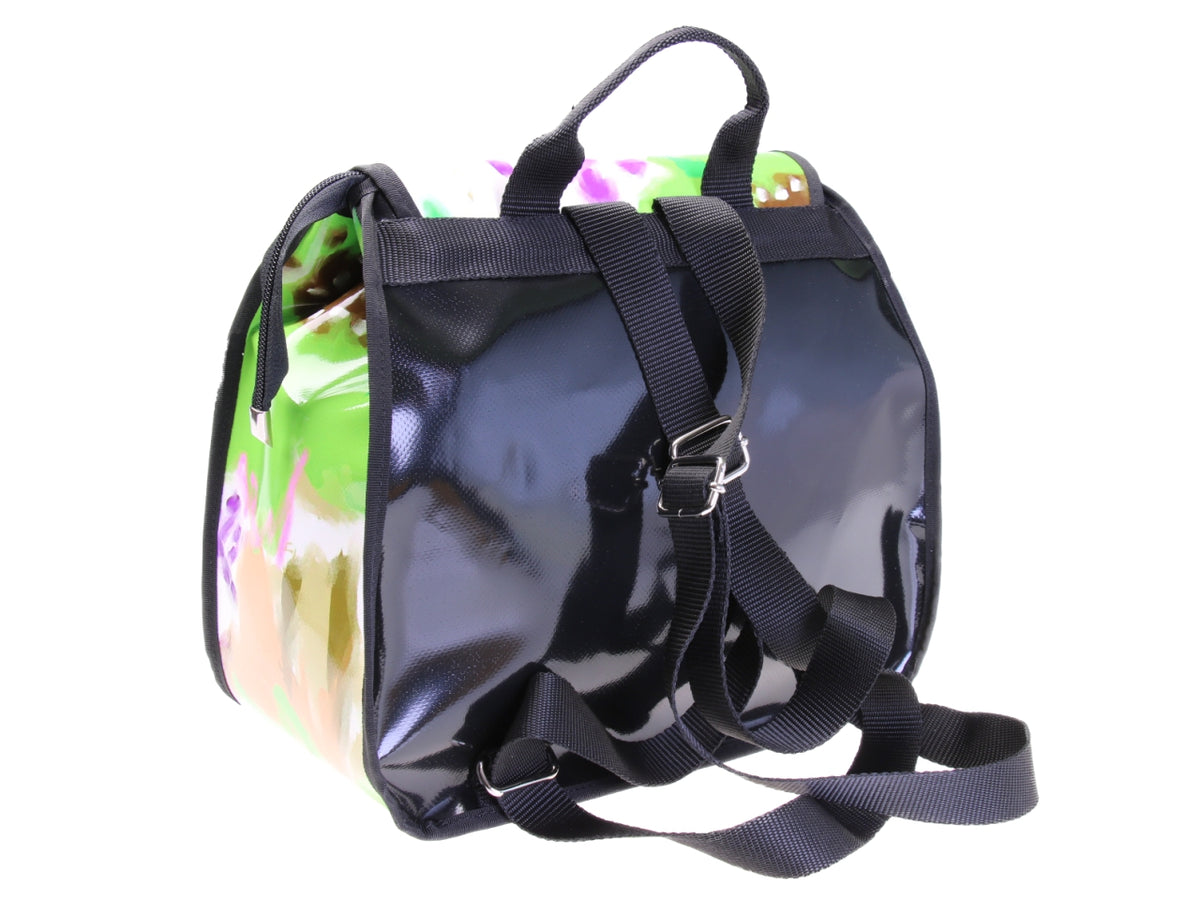 WOMEN&#39;S &quot;BACK BAG&quot; WATERCOLOR WITH FLORAL FANTASY. MODEL PULP MADE OF LORRY TARPAULIN.