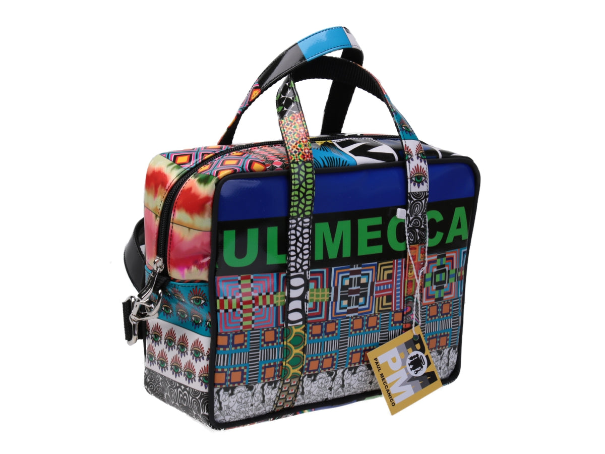 RECTANGULAR WOMEN&#39;S BAG PATCHING FANTASY. MODEL PINCA MADE OF LORRY TARPAULIN.