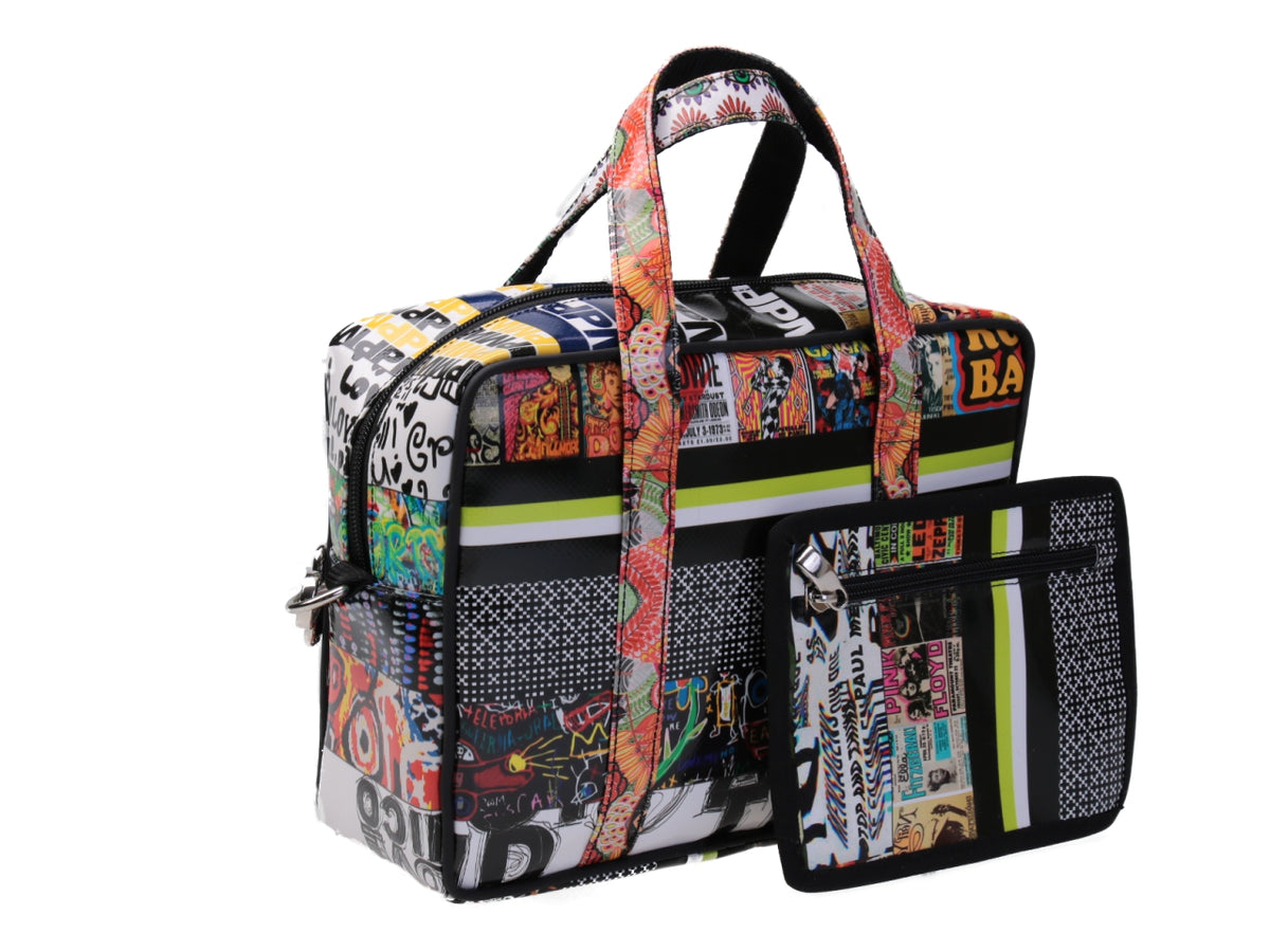 RECTANGULAR WOMEN&#39;S BAG PATCHING FANTASY. MODEL PINCA MADE OF LORRY TARPAULIN.