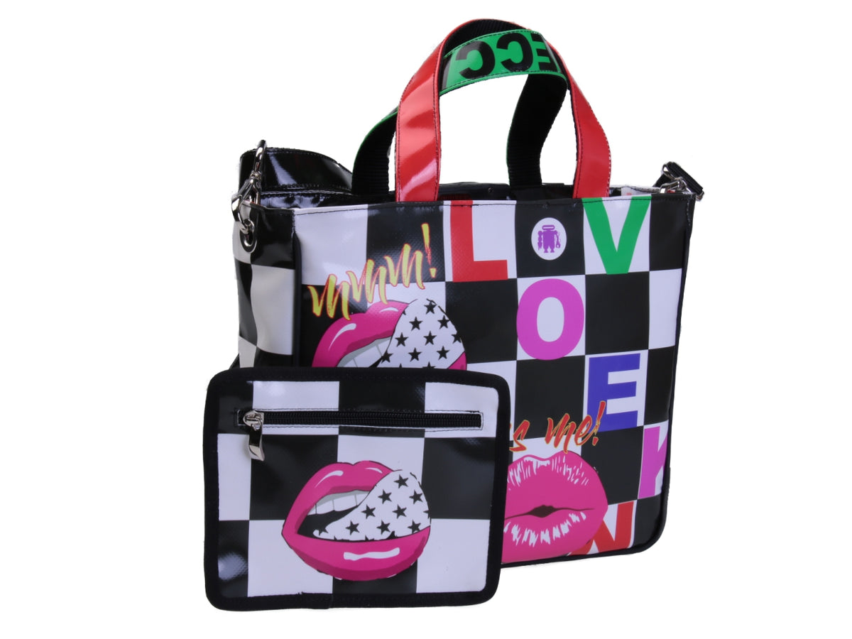 TOTE BAG POP STYLE. MODEL GLAM MADE OF LORRY TARPAULIN.