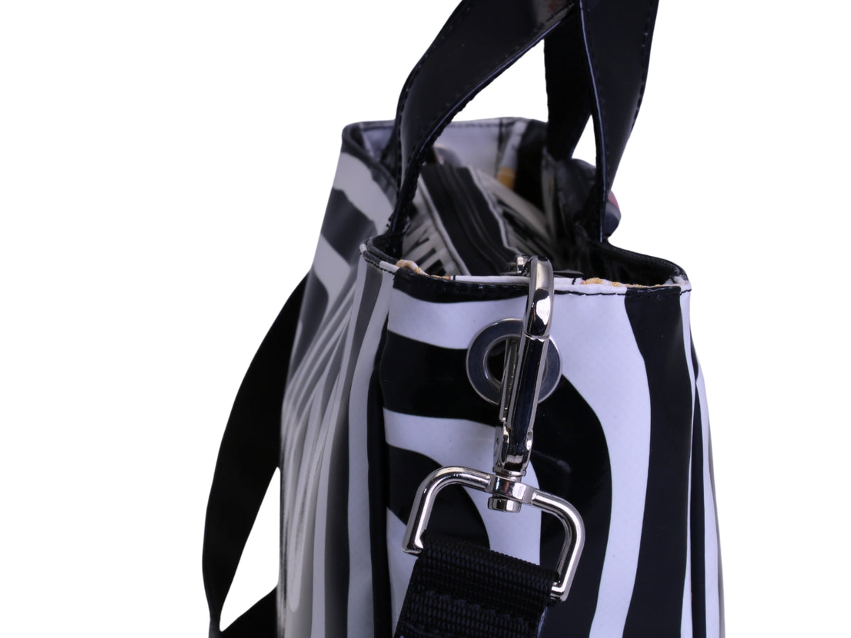 _ BLACK &amp; WHITE TOTE BAG. MODEL GLAM MADE OF LORRY TARPAULIN.