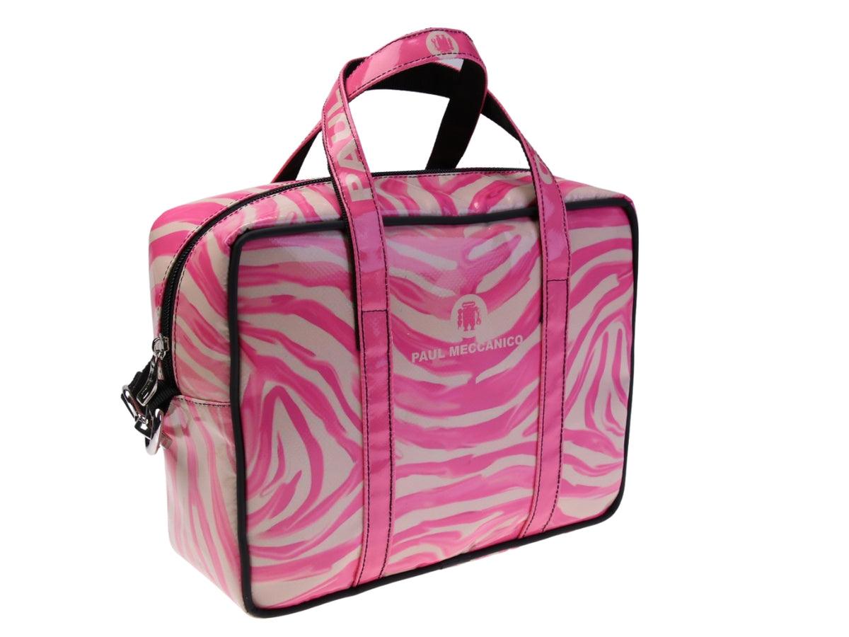 ....PINK WOMEN&#39;S BAG WITH ANIMALIER FANTASY. MODEL PINCA MADE OF LORRY TARPAULIN.