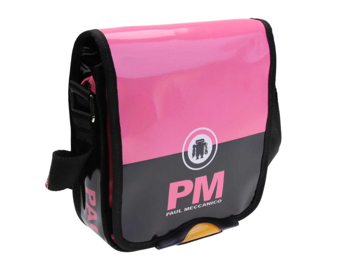 ..CROSSBODY BAG PINK AND BLACK COLOURS. MODEL MIPOK MADE OF LORRY TARPAULIN.