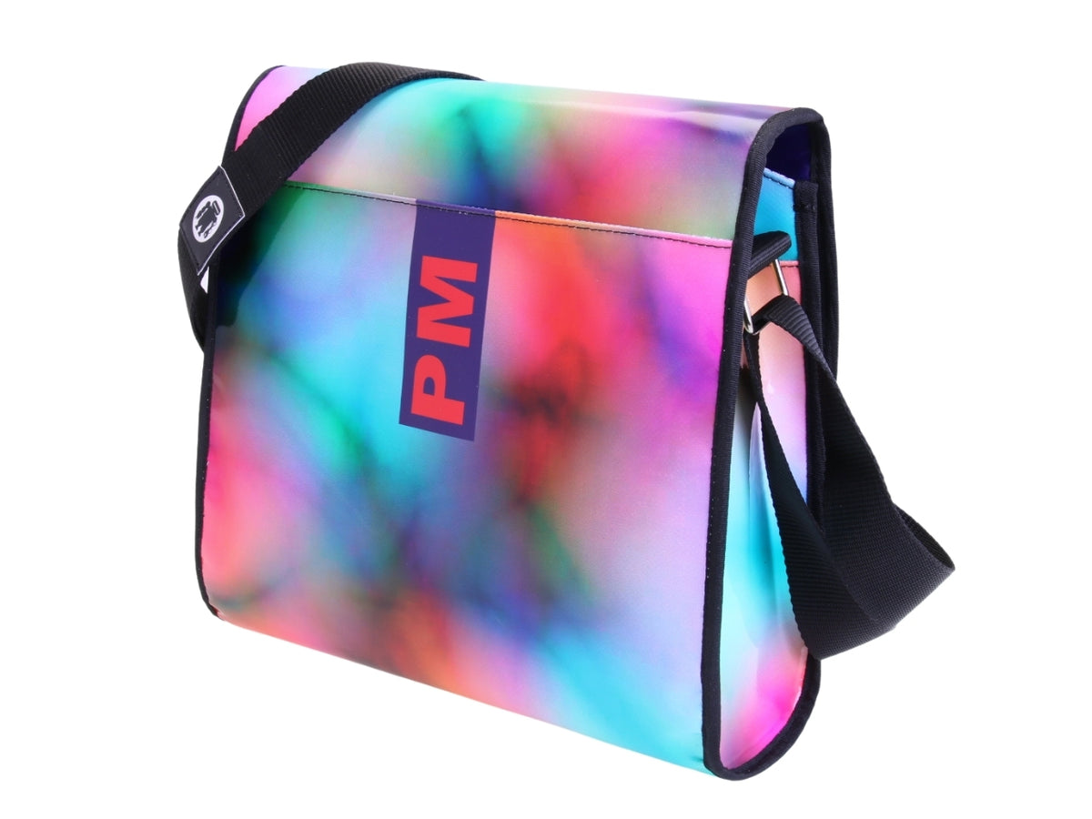 _ CROSSBODY BAG WITH TIE DYE FANTASY. MODEL BREAK MADE OF LORRY TARPAULIN.