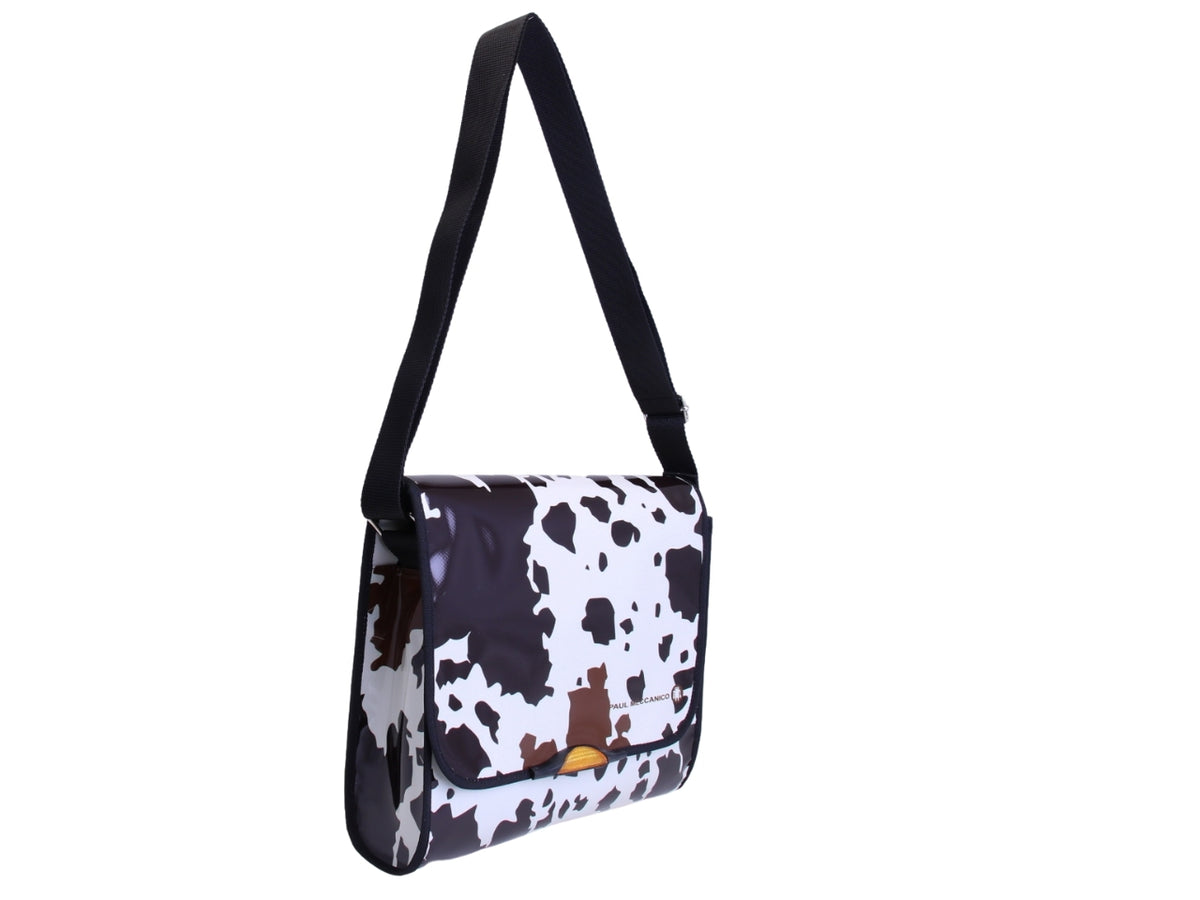 _ CROSSBODY BAG OFF WHITE WITH CAMOUFLAGE FANTASY. MODEL BREAK MADE OF LORRY TARPAULIN.