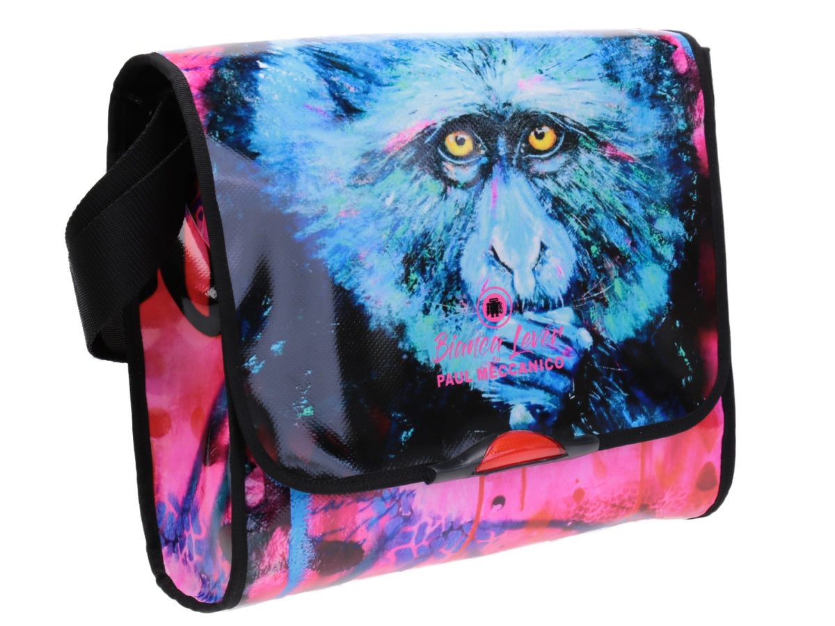 CROSSBODY BAG &quot;CHEEKY MONKEY&quot; DESIGNED BY BIANCA LEVER. MODEL BREAK MADE OF LORRY TARPAULIN.