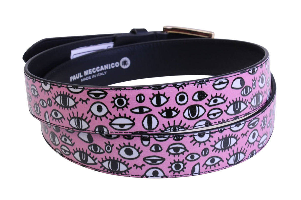 PINK WOMEN&#39;S BELT &quot;EYES&quot; MADE OF LORRY TARPAULIN.