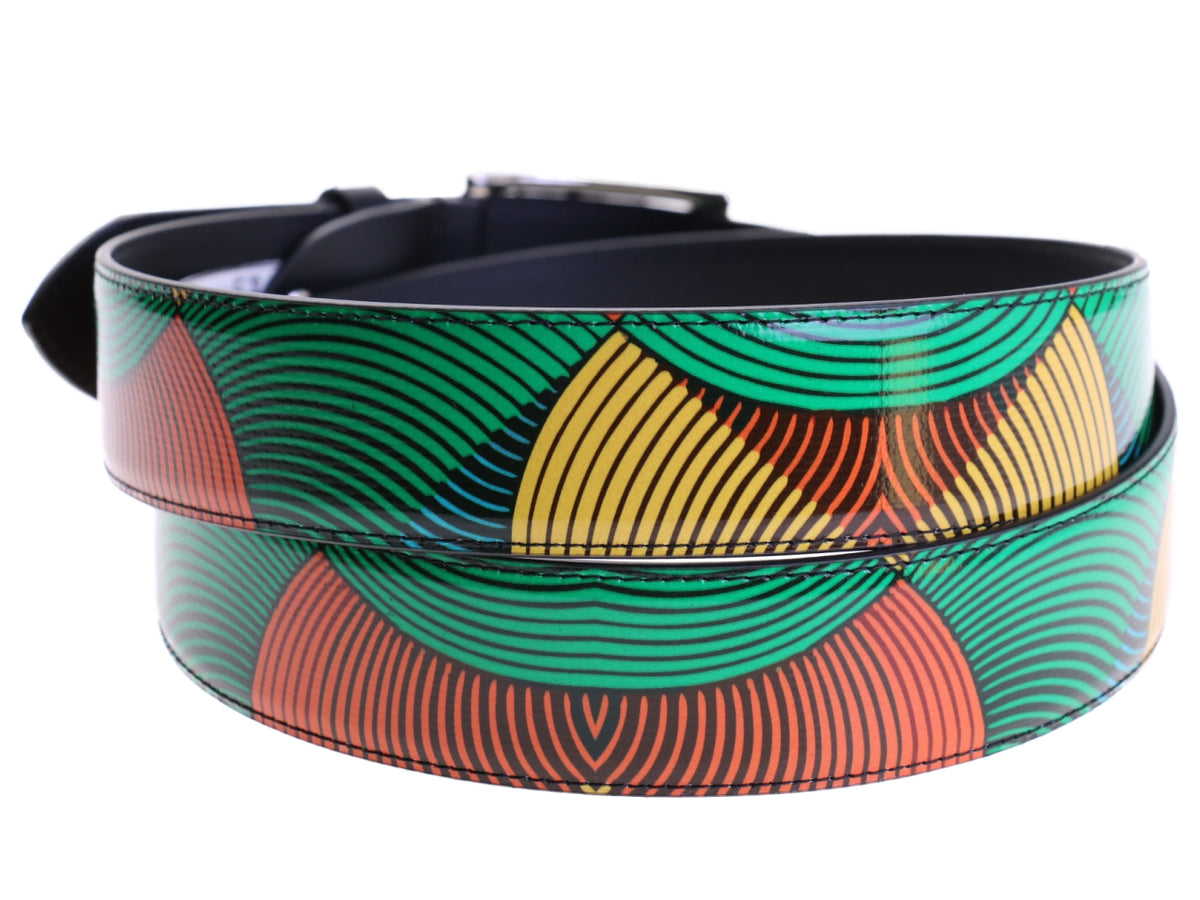 MULTICOLOR MEN&#39;S BELT WITH AFRO FANTASY MADE OF LORRY TARPAULIN.