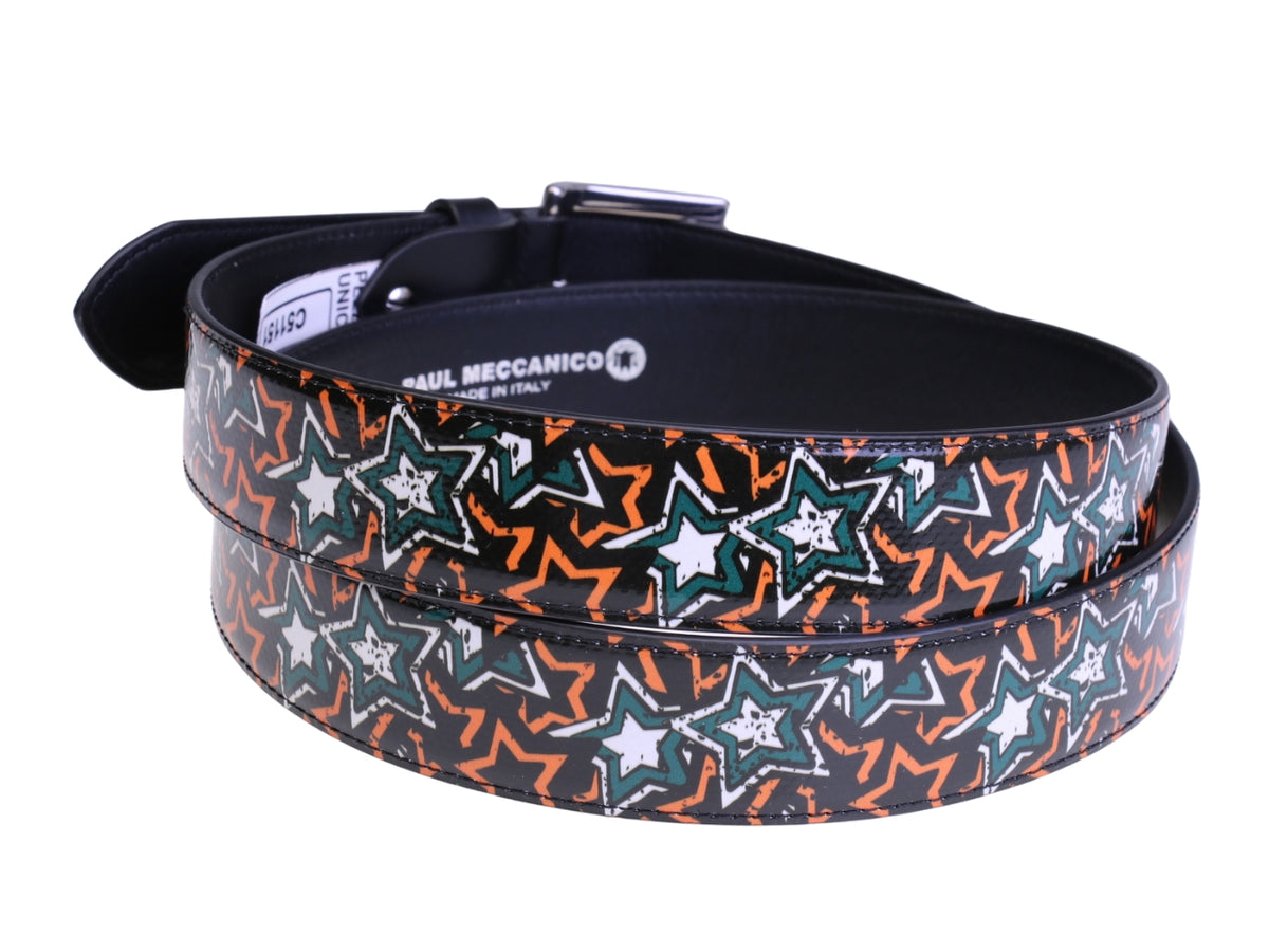 ..BLACK MEN&#39;S BELT &quot;STARS&quot; MADE OF LORRY TARPAULIN.