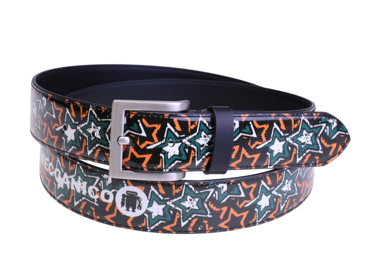 ..BLACK MEN&#39;S BELT &quot;STARS&quot; MADE OF LORRY TARPAULIN.