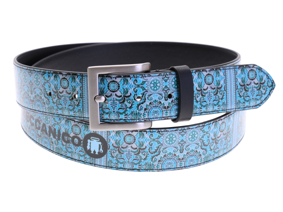 .MEN&#39;S BELT WITH PAISLEY FANTASY MADE OF LORRY TARPAULIN.