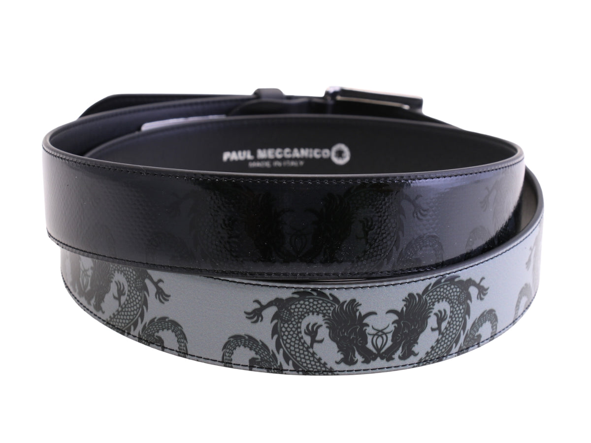 -GREY MEN&#39;S BELT &quot;DRAGON&quot; MADE OF LORRY TARPAULIN.