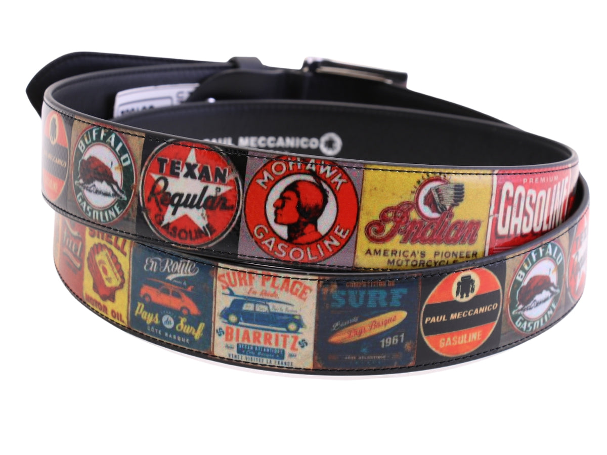 -MEN&#39;S BELT &quot;70&#39;S POSTER&quot; MADE OF LORRY TARPAULIN.