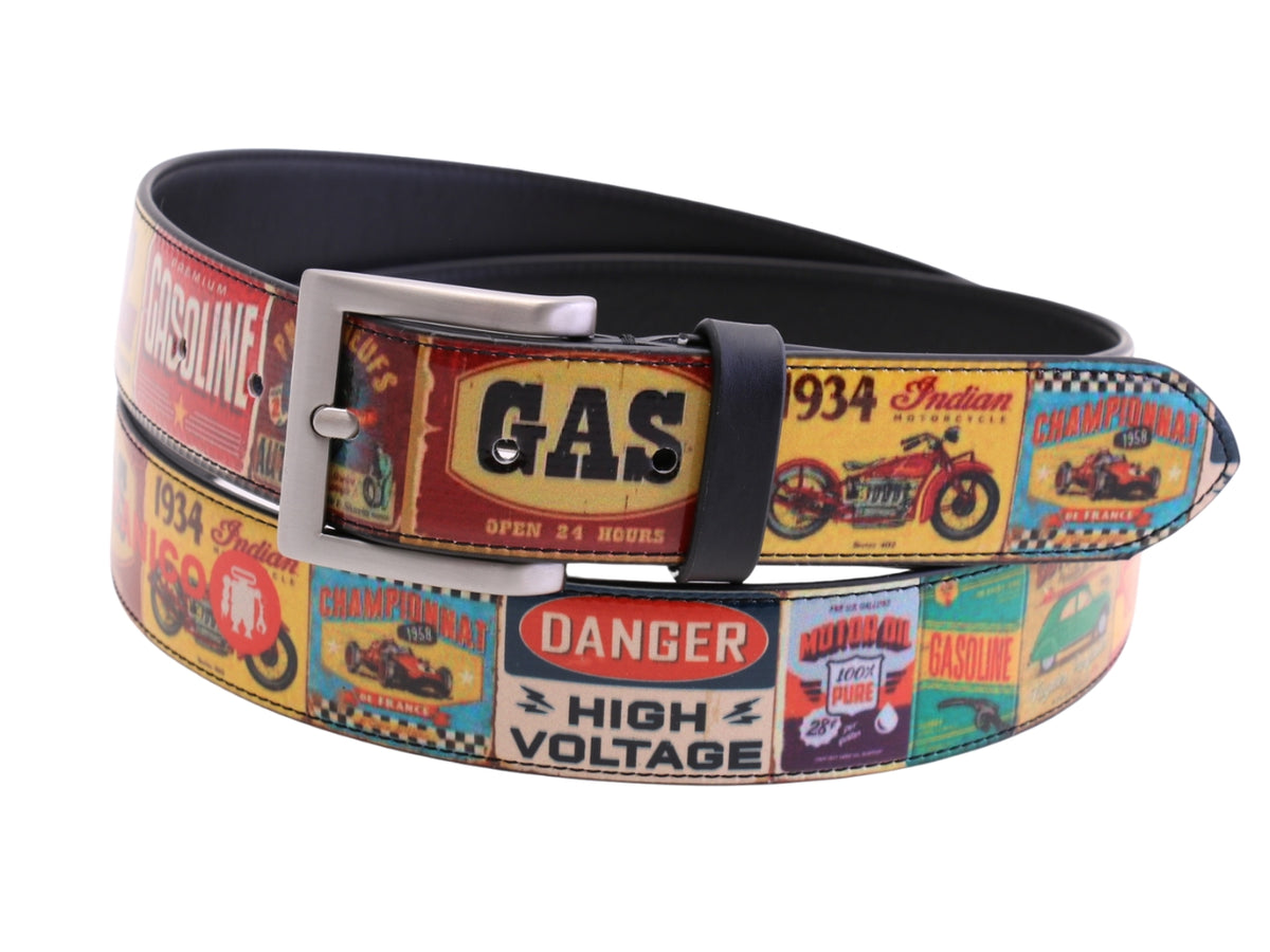 -MEN&#39;S BELT &quot;70&#39;S POSTER&quot; MADE OF LORRY TARPAULIN.