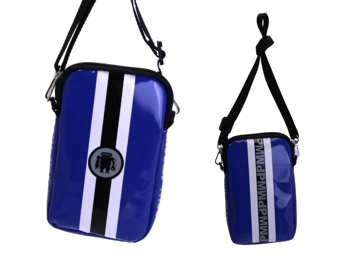 - BLUE AND WHITE MOBILE PHONE BAG.