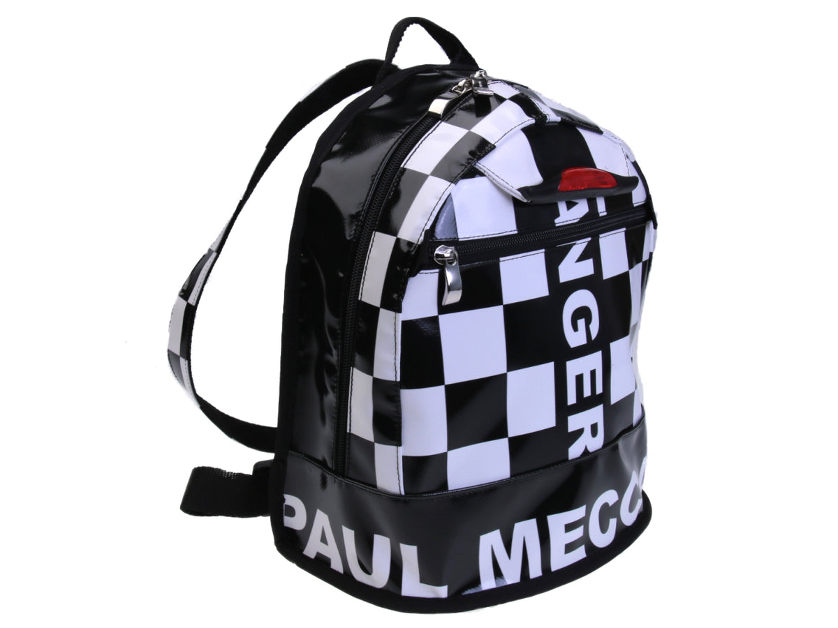 BLACK AND WHITE BACKPACK CHESS FANTASY. MODEL SUPERINO MADE OF LORRY TARPAULIN. - Limited Edition Paul Meccanico