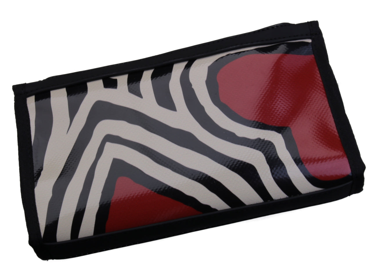 LARGE WOMEN'S WALLET BEIGE BLACK "HEARTS". MODEL PIT MADE OF LORRY TARPAULIN. - Limited Edition Paul Meccanico