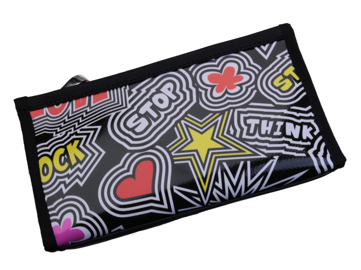 BLACK AND WHITE LARGE WOMEN&#39;S WALLET POP STYLE. MODEL PIT MADE OF LORRY TARPAULIN. - Limited Edition Paul Meccanico