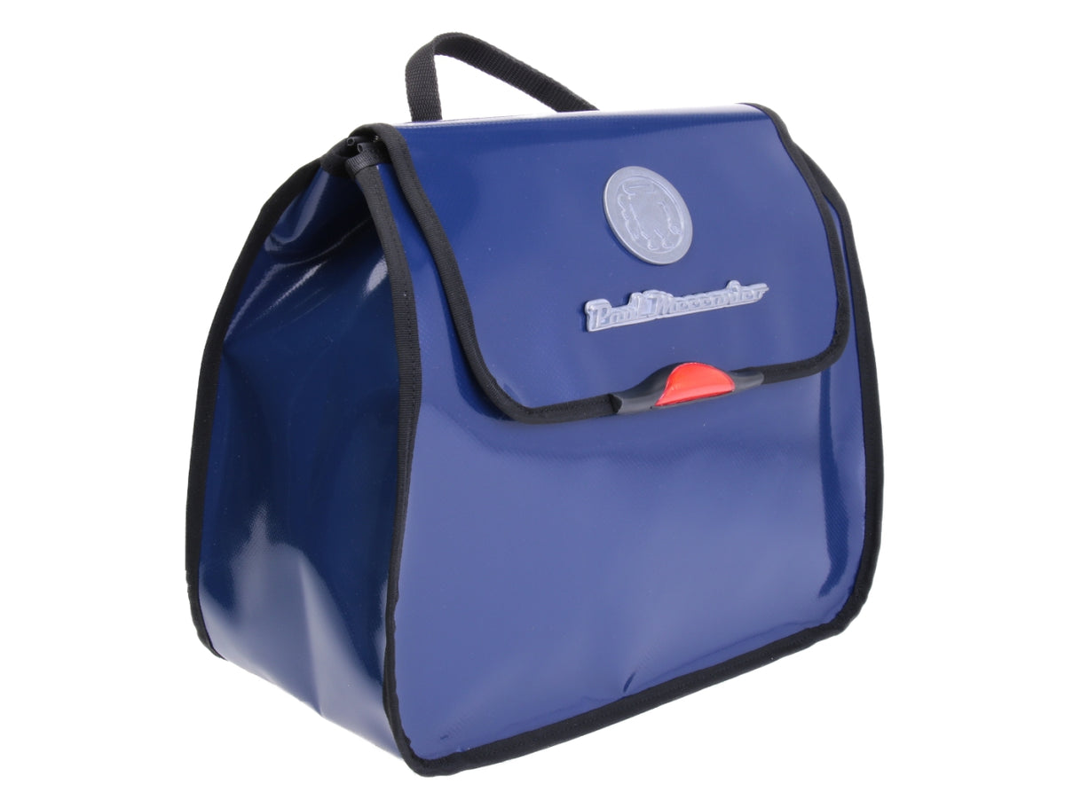 BLUE WOMEN&#39;S &quot;BACK BAG&quot; WITH METALLIC LOGO. MODEL PULP MADE OF LORRY TARPAULIN.