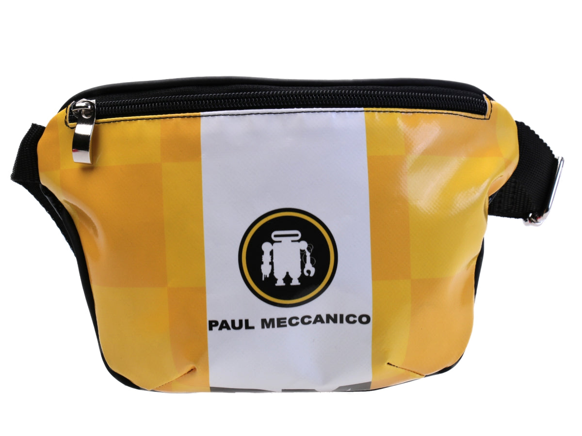 YELLOW AND WHITE WAIST BAG. MODEL FLEX MADE OF LORRY TARPAULIN. - Limited Edition Paul Meccanico