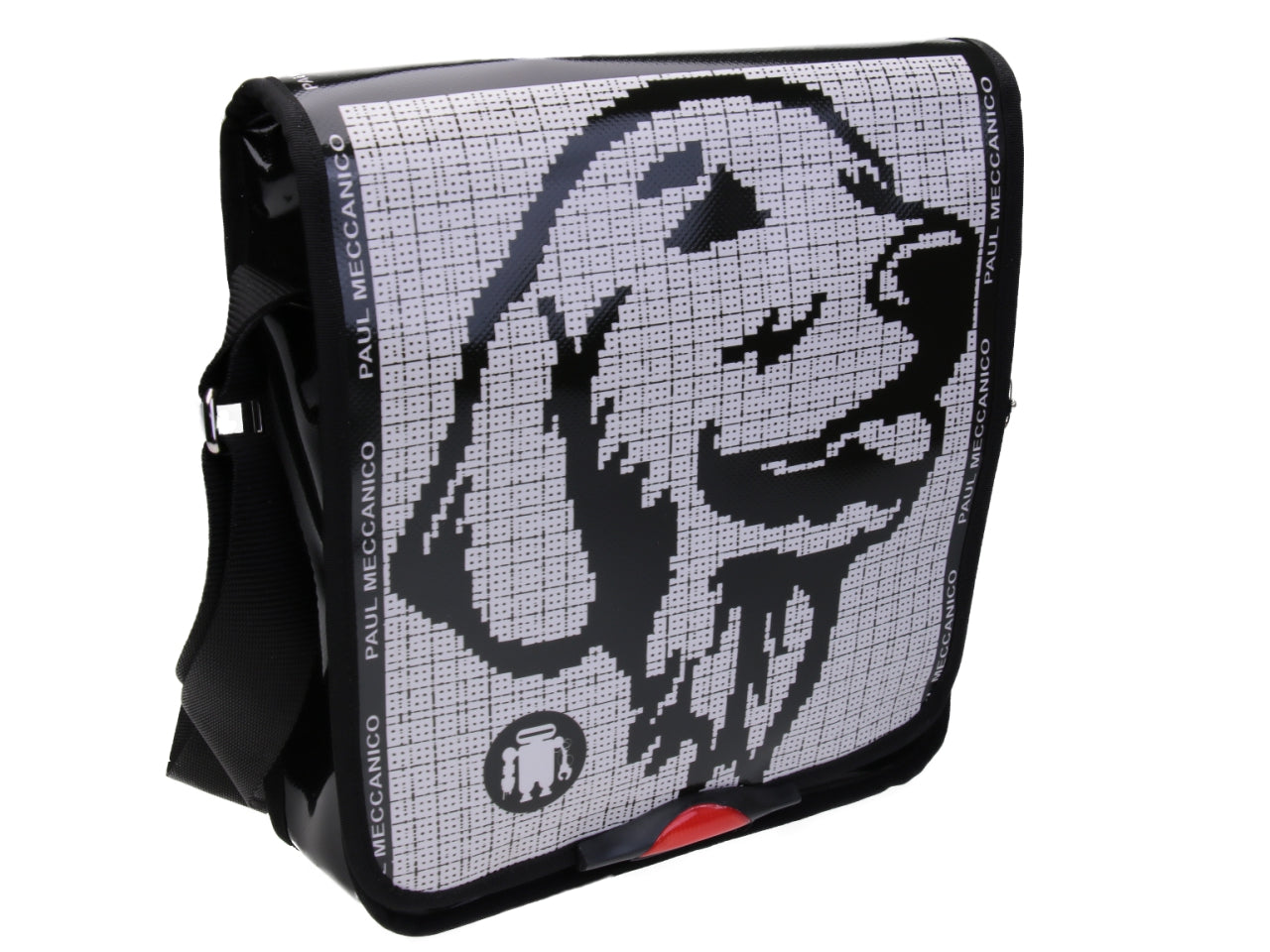 BLACK AND WHITE CROSSBODY BAG. MODEL BAUBAU MADE OFF LORRY TARPAULIN. - Special Edition Paul Meccanico