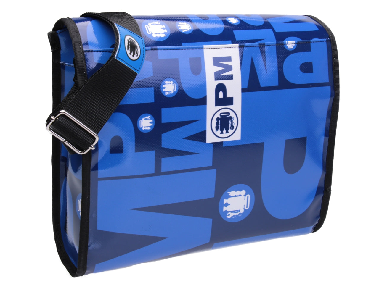 BLUE CROSSBODY BAG. MODEL BREAK MADE OF LORRY TARPAULIN. - Unique Pieces Paul Meccanico