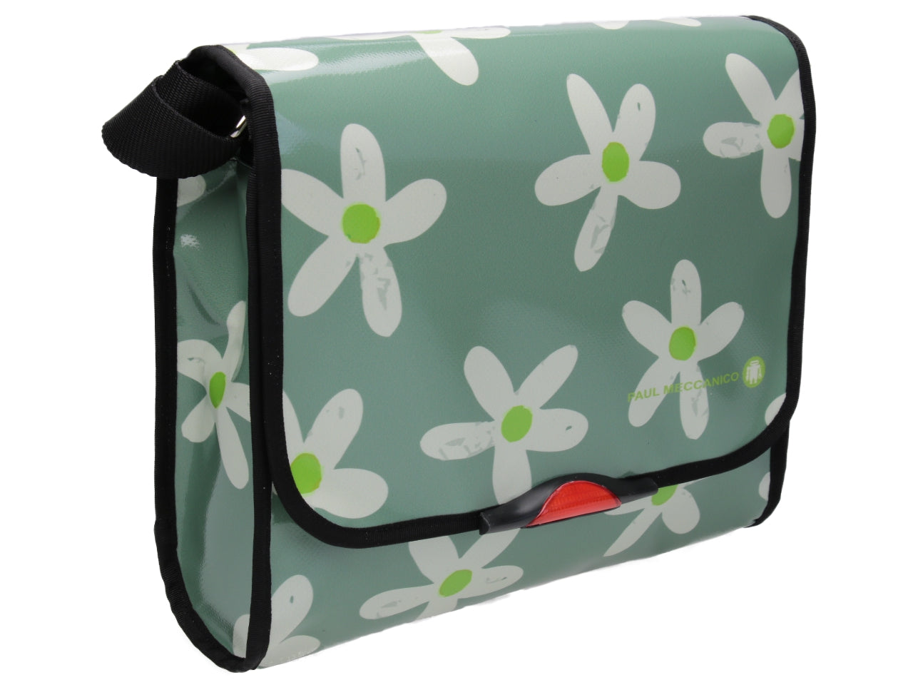 LIGHT GREEN CROSSBODY BAG FLORAL FANTASY. MODEL BREAK MADE OF LORRY TARPAULIN. - Unique Pieces Paul Meccanico
