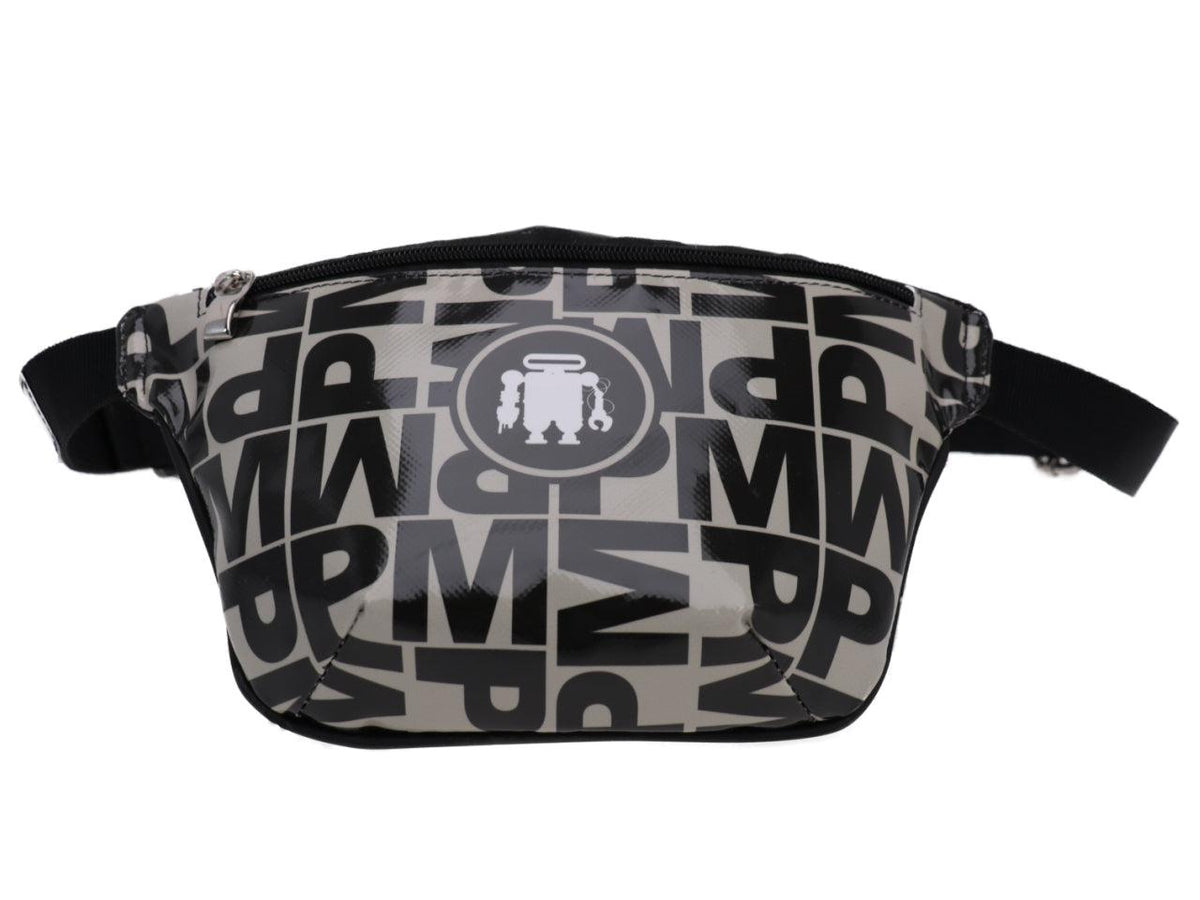 WAIST BAG WITH LETTERING FANTASY IN GREY AND BEIGE. MODEL FLEX MADE OF LORRY TARPAULIN. - Limited Edition Paul Meccanico