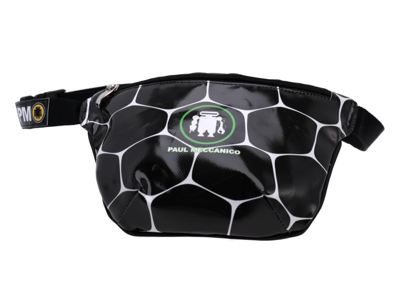 BLACK AND WHITE WAIST BAG WITH OPTICAL FANTASY. MODEL FLEX MADE OF LORRY TARPAULIN. - Limited Edition Paul Meccanico