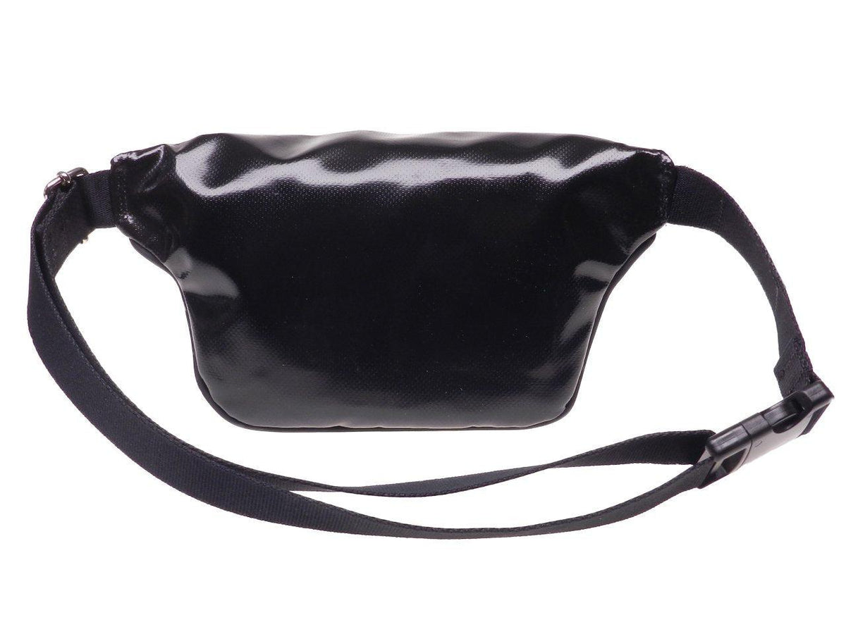 BLACK WAIST BAG WITH OPTICAL FANTASY. MODEL FLEX MADE OF LORRY TARPAULIN. - Limited Edition Paul Meccanico