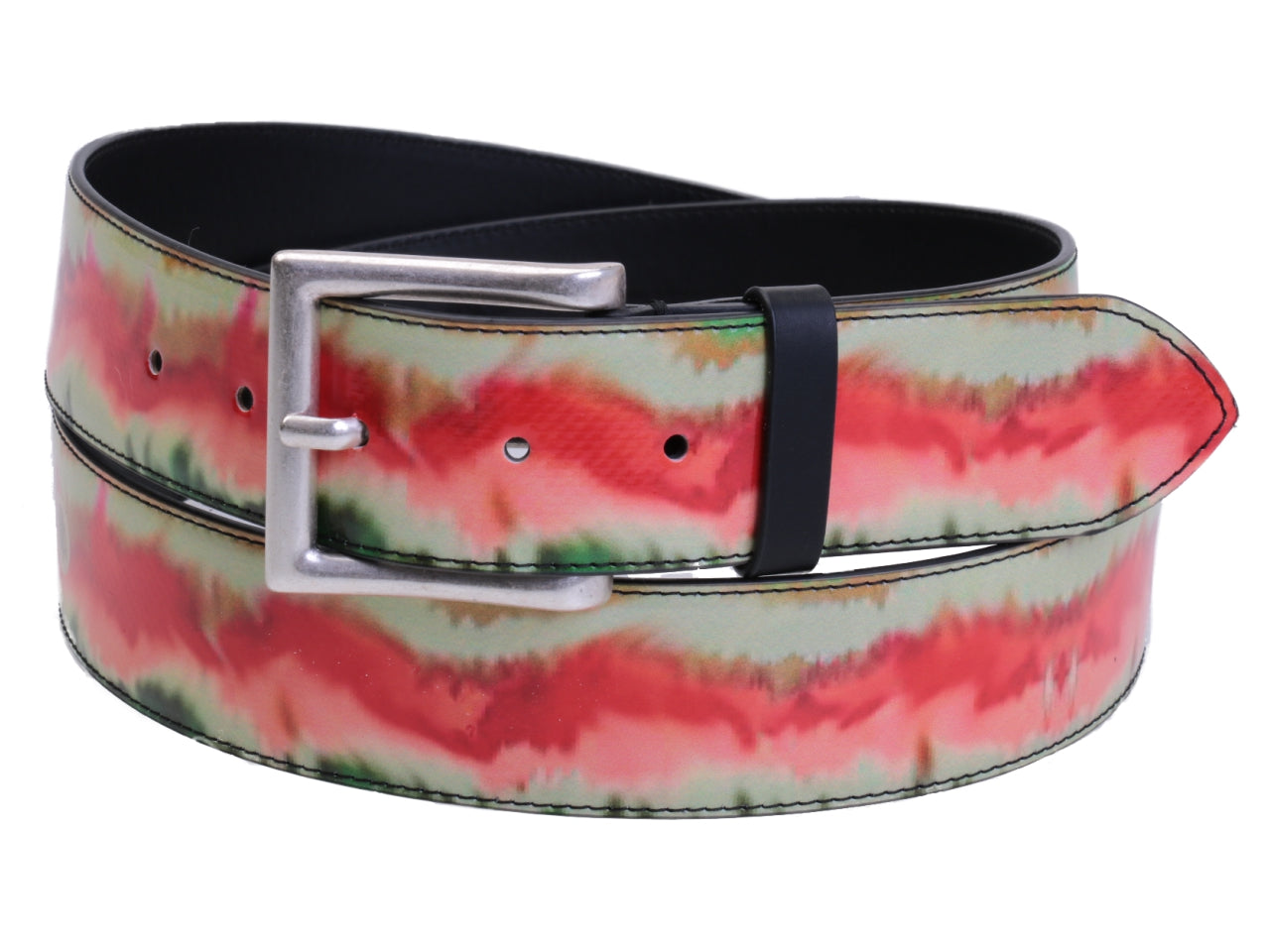BEIGE AND SALMON MEN'S BELT WITH CAMOUFLAGE FANTASY MADE OF LORRY TARPAULIN. - Unique Pieces Paul Meccanico