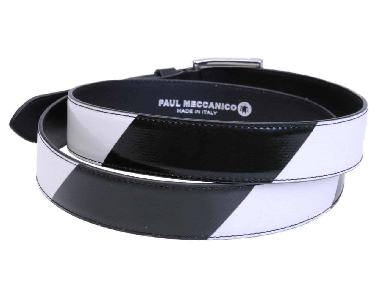BLACK AND WHITE WOMEN'S BELT MADE OF LORRY TARPAULIN. - Unique Pieces Paul Meccanico