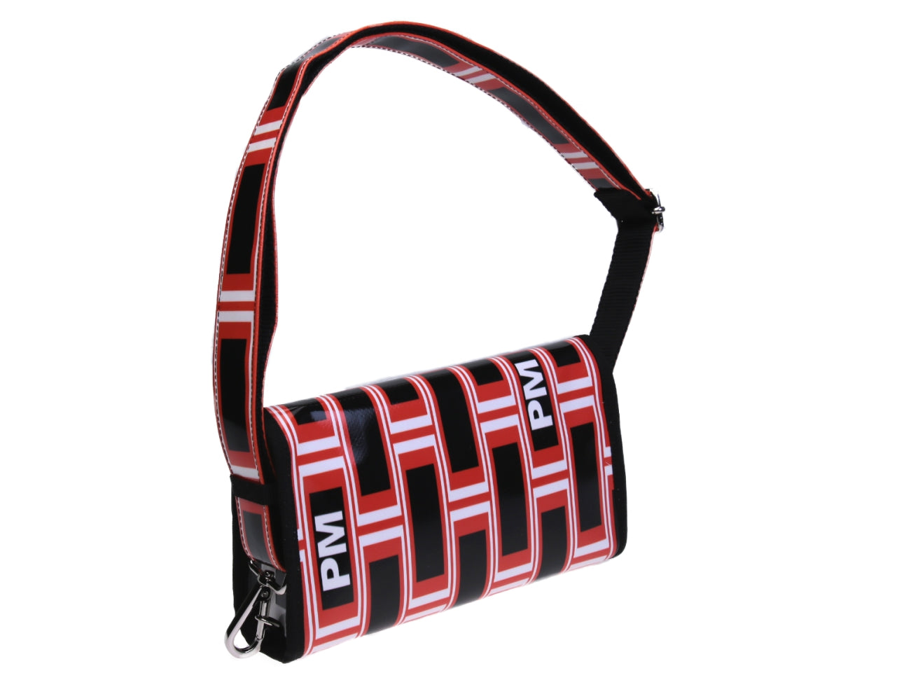 CLUTCH BAG ORANGE, BLACK AND WHITE. MODEL CANDY MADE OF LORRY TARPAULIN. - Limited Edition Paul Meccanico