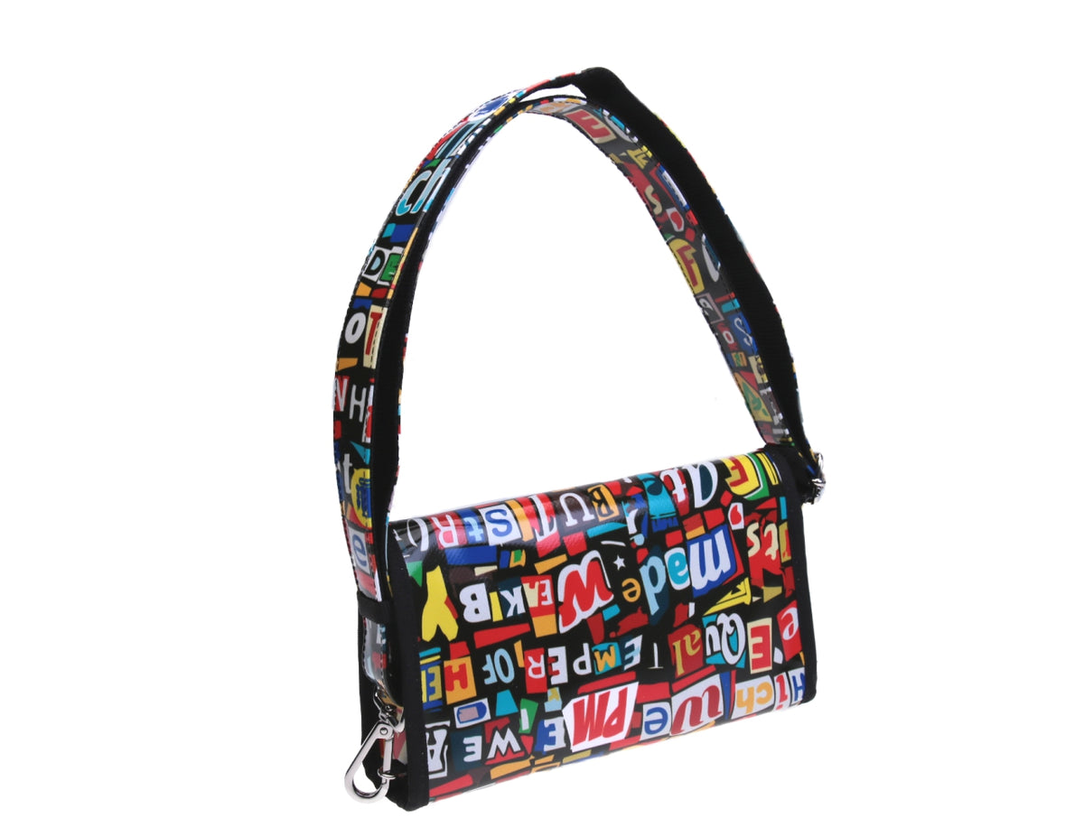 CLUTCH BAG MULTICOLOR LETTERING FANTASY. MODEL CANDY MADE OF LORRY TARPAULIN. - Limited Edition Paul Meccanico