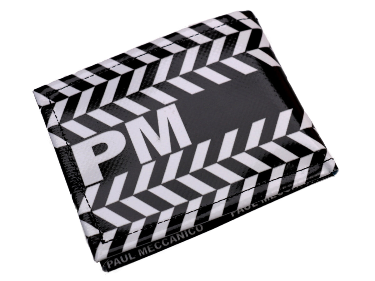 MEN&#39;S WALLET BLACK AND WHITE GEOMETRIC FANTASY. MODEL CRIK MADE OF LORRY TARPAULIN. - Limited Edition Paul Meccanico