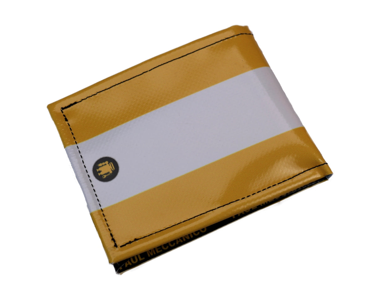 MEN&#39;S WALLET YELLOW AND WHITE. MODEL CRIK MADE OF LORRY TARPAULIN. - Limited Edition Paul Meccanico