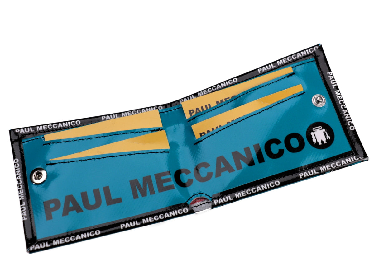 ...MAN WALLET TURQUOISE COLOUR PISLEY FANTASY. CRIK MODEL MADE OF LORRY TARPAULIN. - Limited Edition Paul Meccanico