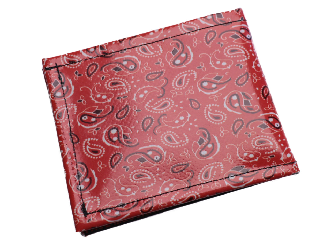 MEN'S WALLET RED WITH PAISLEY FANTASY. MODEL CRIK MADE OF LORRY TARPAULIN. - Limited Edition Paul Meccanico