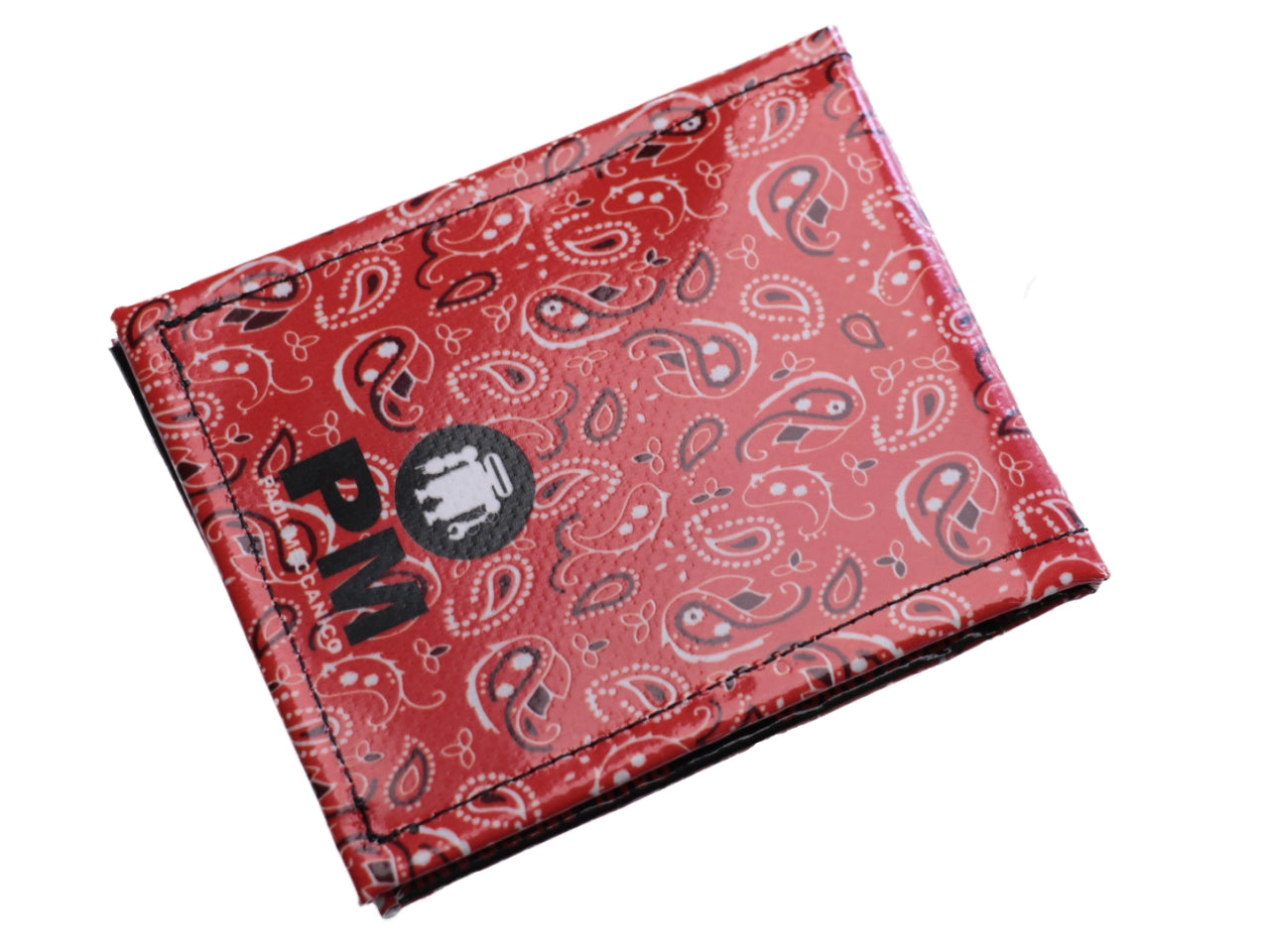 MEN'S WALLET RED WITH PAISLEY FANTASY. MODEL CRIK MADE OF LORRY TARPAULIN. - Limited Edition Paul Meccanico