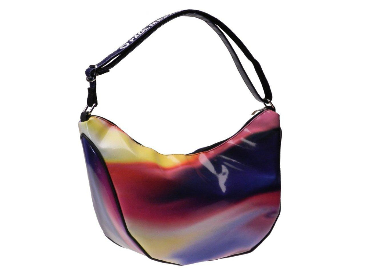 CRESCENT BAG MULTICOLOR WITH TIE DYE FANTASY. MODEL SPLIT MADE OF LORRY TARPAULIN. - Limited Edition Paul Meccanico