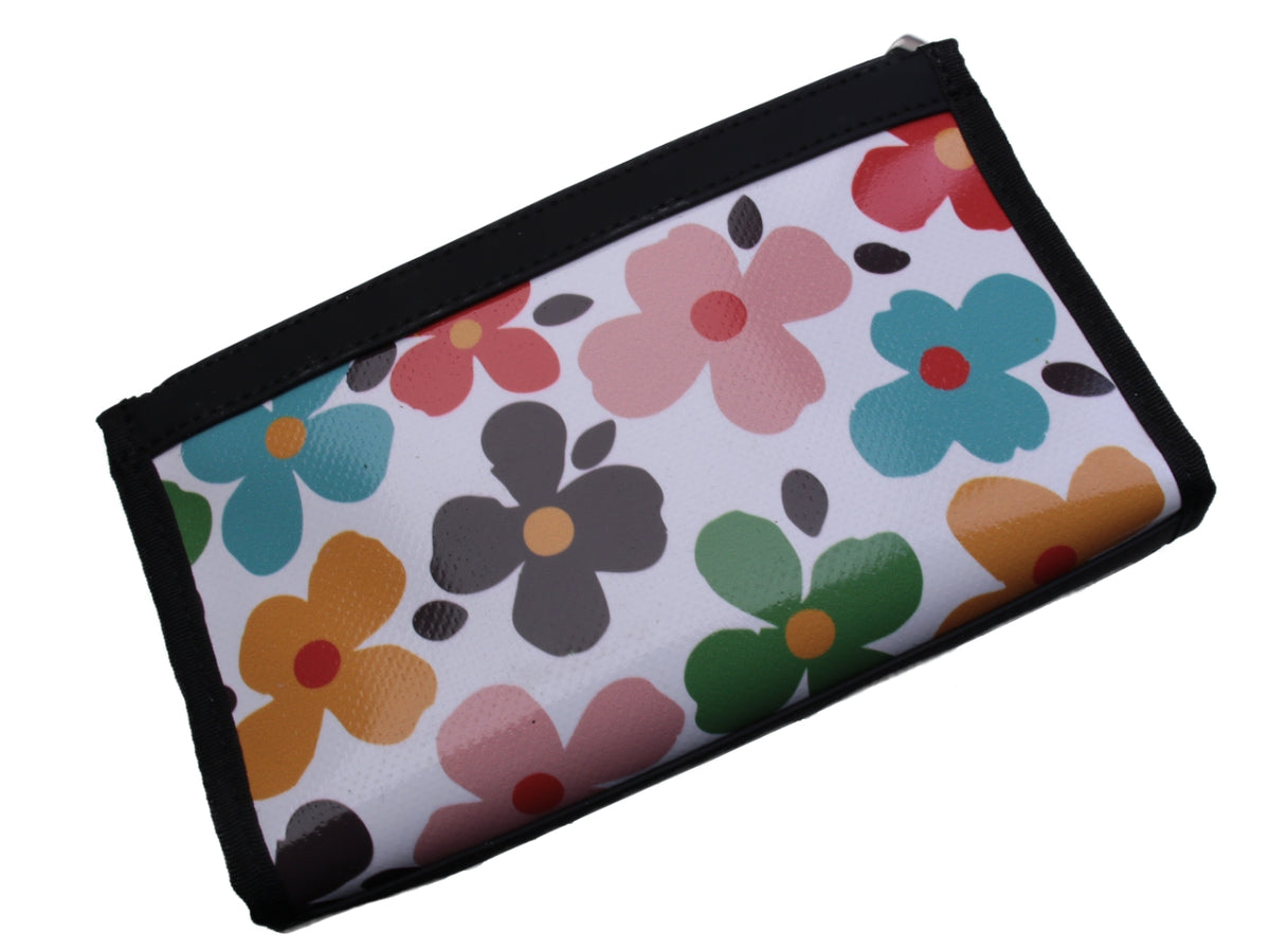 LARGE WHITE WOMEN&#39;S WALLET WITH FLORAL FANTASY. MODEL PIT MADE OF LORRY TARPAULIN. - Limited Edition Paul Meccanico