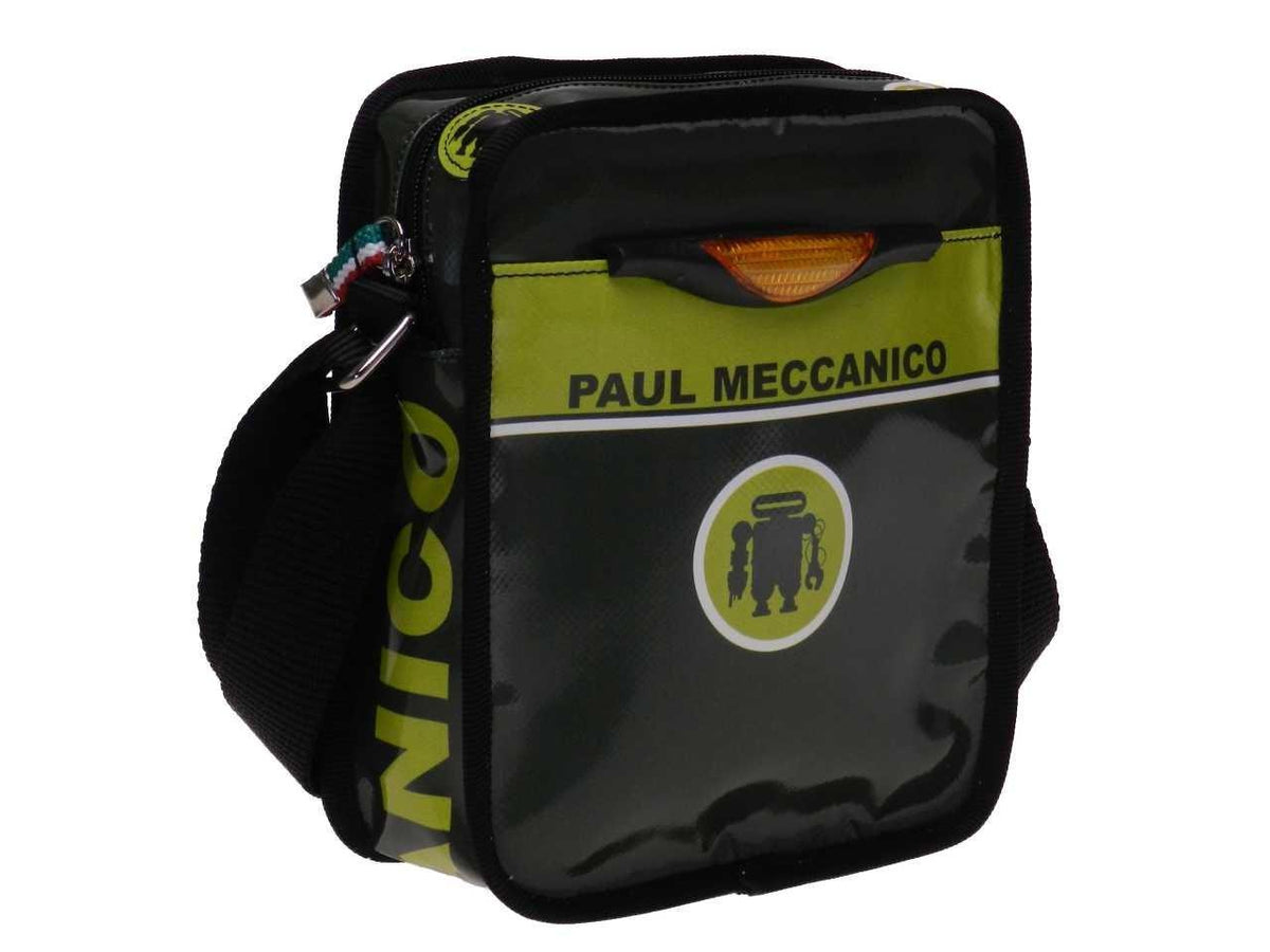 SHOULDER BAG DARK GREEN AND GREE COLOURS. STRATOS MODEL MADE OF LORRY TARPAULIN. - Limited Edition Paul Meccanico