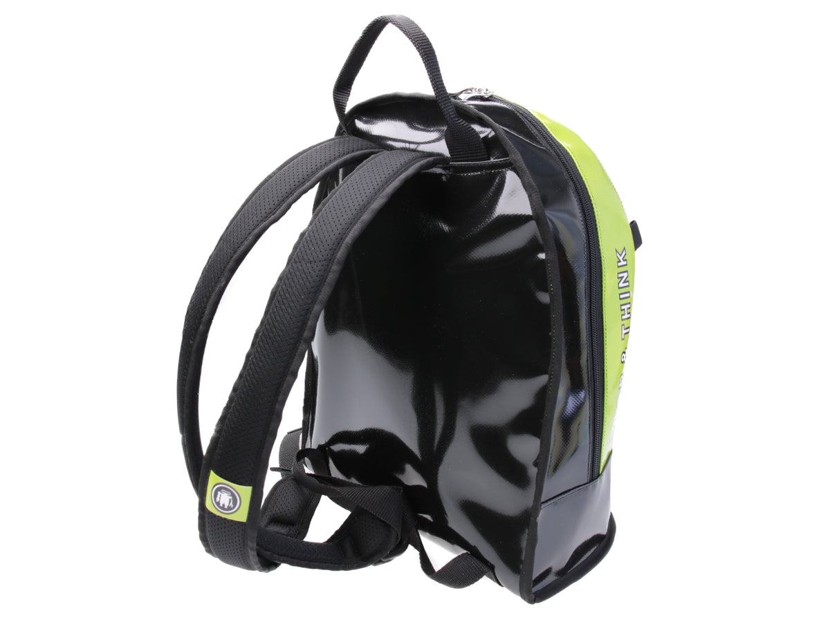 APPLE GREEN AND BLACK BACKPACK PAUL MECCANICO. MODEL SUPER MADE OF LORRY TARPAULIN. - Limited Edition Paul Meccanico