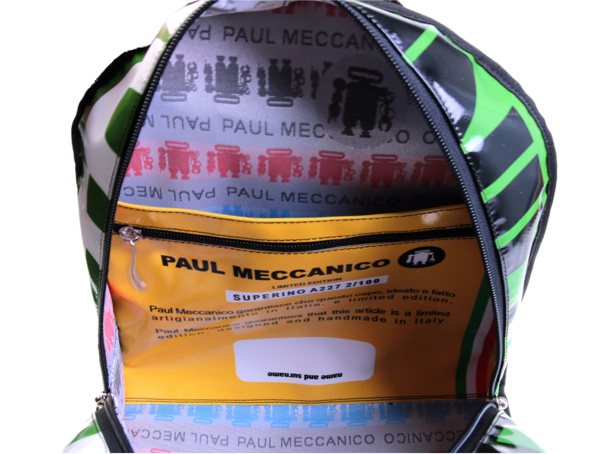 BLACK BACKPACK MODEL SUPERINO MADE OF LORRY TARPAULIN. - Limited Edition Paul Meccanico