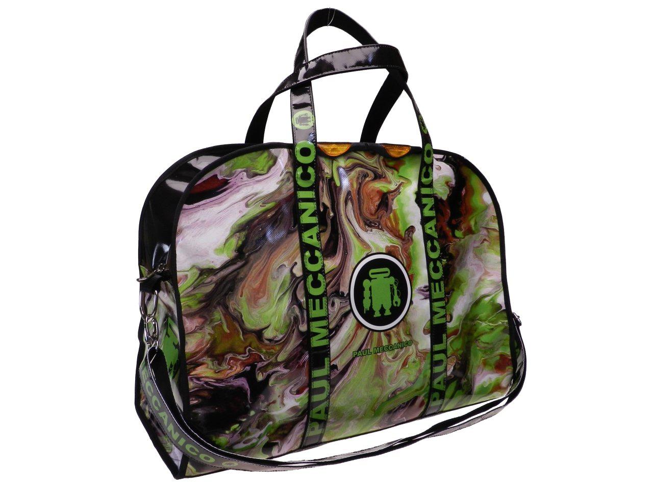 LARGE TRAVEL OR SPORTS BAG GREEN WITH CAMOUFLAGE FANTASY. MODEL RAID MADE OF LORRY TARPAULIN. - Unique Pieces Paul Meccanico