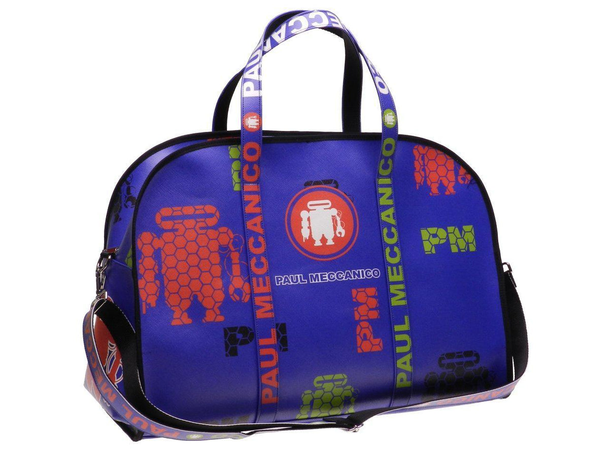 LARGE TRAVEL OR SPORTS BAG ROYAL BLUE. MODEL RAID MADE OF FAUX LEATHER. - Unique Pieces Paul Meccanico