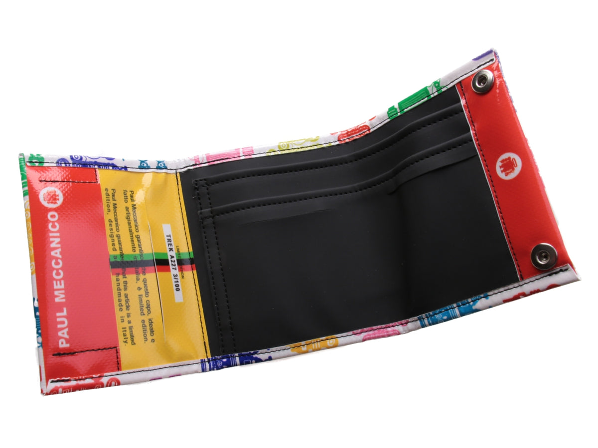 WHITE WOMEN&#39;S WALLET WITH PAUL MECCANICO LOGOS. MODEL TREK MADE OF LORRY TARPAULIN. - Limited Edition Paul Meccanico