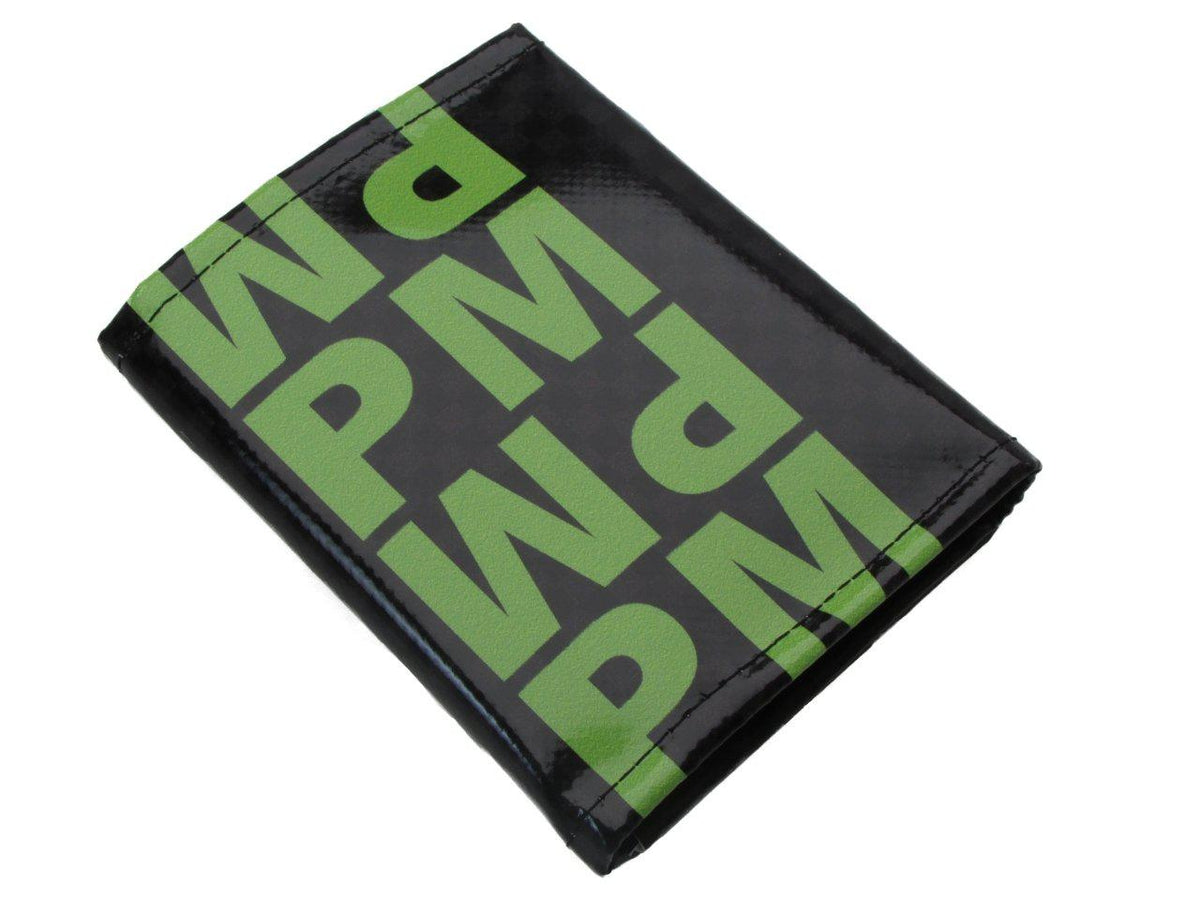 UNISEX WALLET BLACK, GREY AND GREEN COLOURS LETTERING FANTASY. MODEL TREK MADE OF LORRY TARPAULIN. - Limited Edition Paul Meccanico