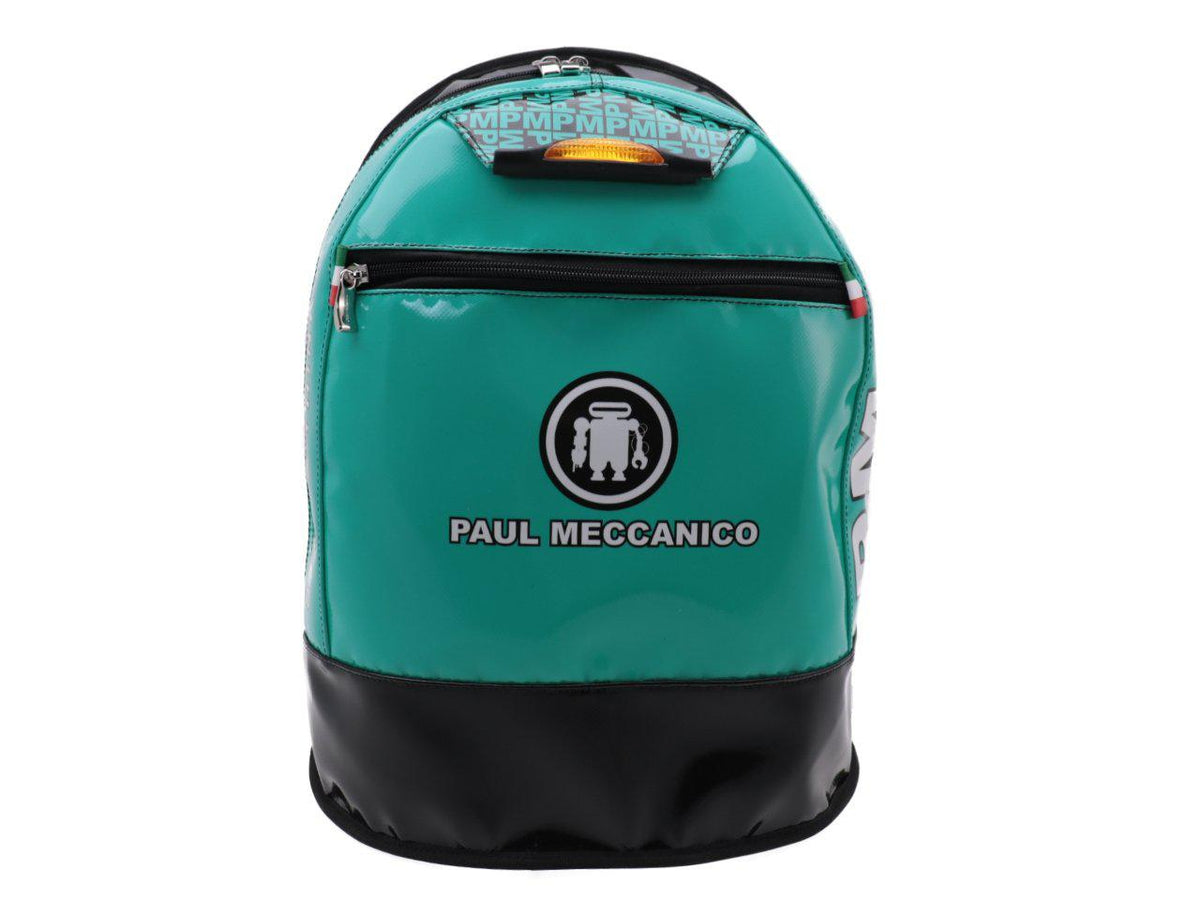 SEA GREEN AND BLACK BACKPACK PAUL MECCANICO. MODEL SUPER MADE OF LORRY TARPAULIN. - Limited Edition Paul Meccanico